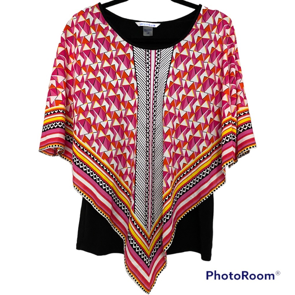 NWT Peter Nygard Missy Pink Dragon Geo print top work small